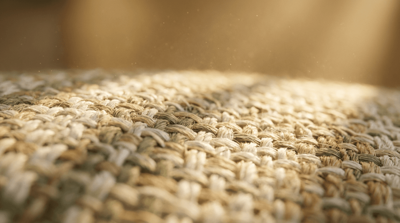 Close-up of jojoba beads and bamboo powder on a neutral surface